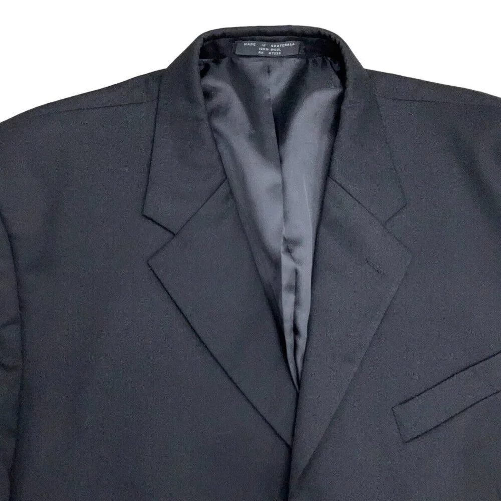 JNY Jones New York Blazer‎ Men 43R Black Classic Career Wool Suit Jacket VTG